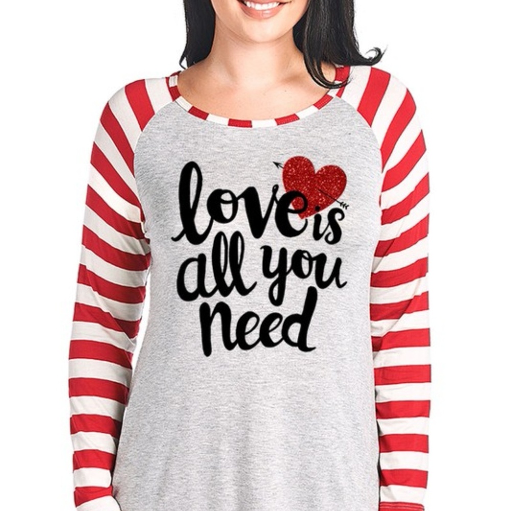 Soft Stretch Glitter Heart Designer Top Slimmer Fit